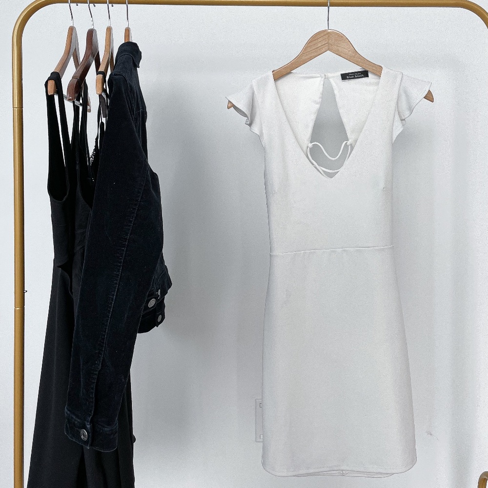 Short White Party Dress with Corset Back